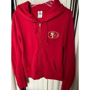 EUC VS Pink San Francisco 49's Red Women's Sz L GOLD logo WARM COZY
